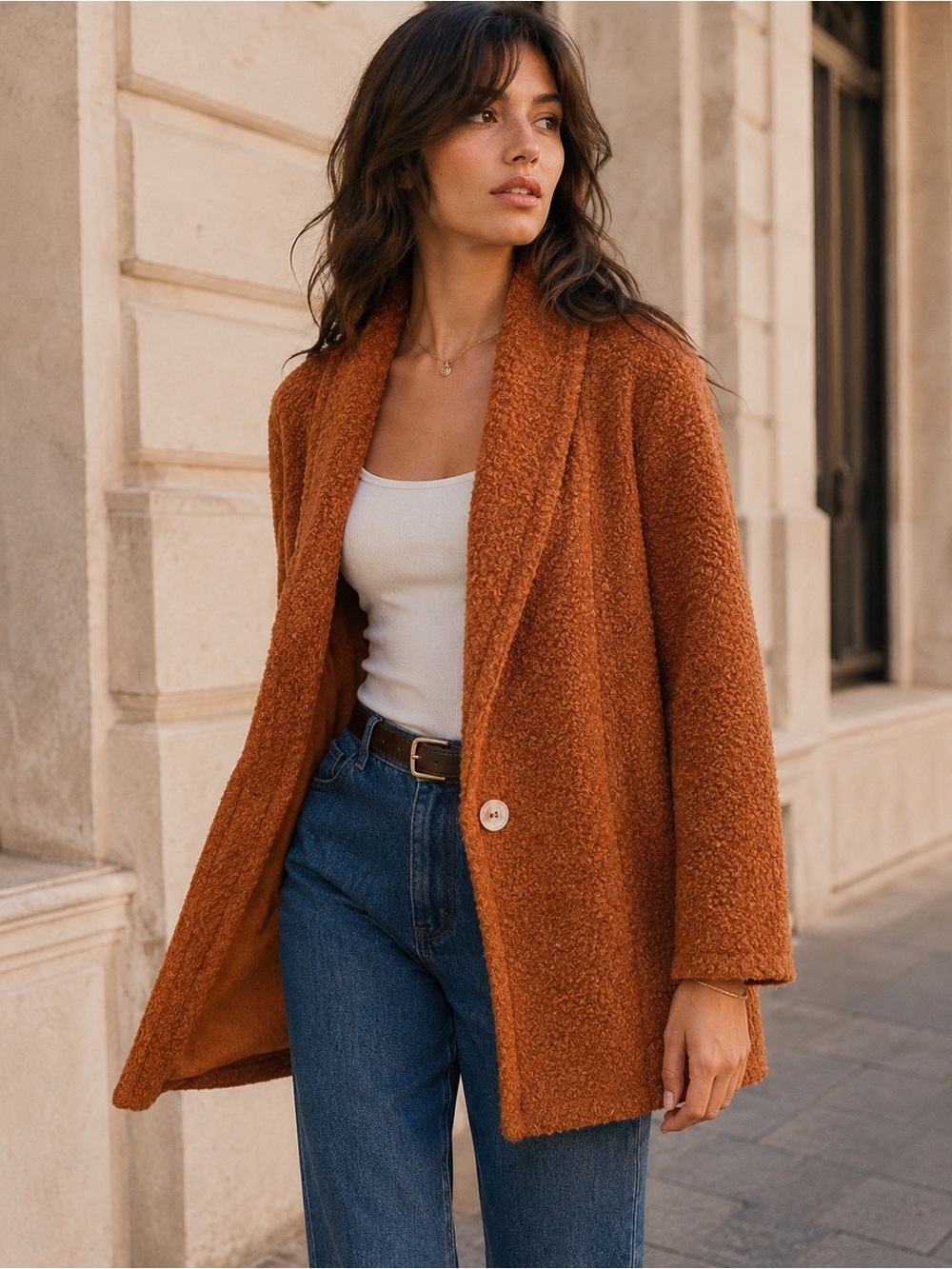 NWT Women’s Teddy Jacket in Rust Brown - Cozy Everyday Coat